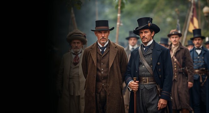 High resolution photostock image depicting vivid historic reenactments with accurate period attire meticulously recreated settings and dynamic storytelling that revives significant historical events
