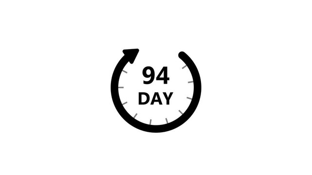 Calendar icon day 94 animation Luma matte with transparent background 4K appointment, important date, Timetable time management, organize meeting, Planning strategy Animated stock video.