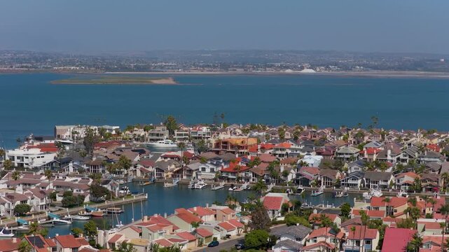 Aerial Waterfront Homes Coronado Cays San Diego Bay Flyover