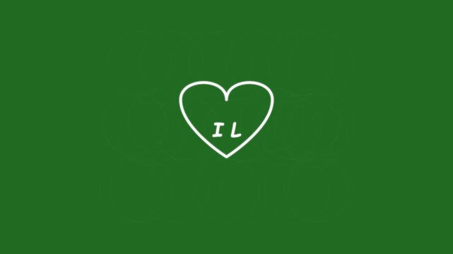 Heart Icon Animation with I Love You Text on Green Background