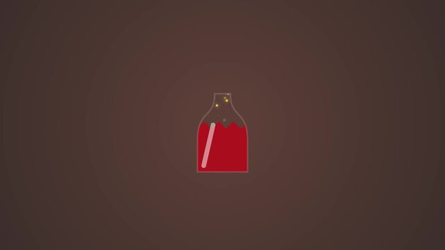 Potion Bottle with Magical Falling Liquid Drop and Stars Animation