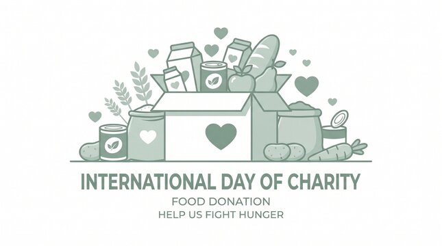 International day of charity food donation illustration