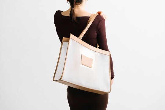 Clear Tote Bag With Leather Trim Fashion Accessory