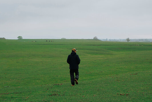 Wilderness Stroll: A Man on the Evening Pasture.