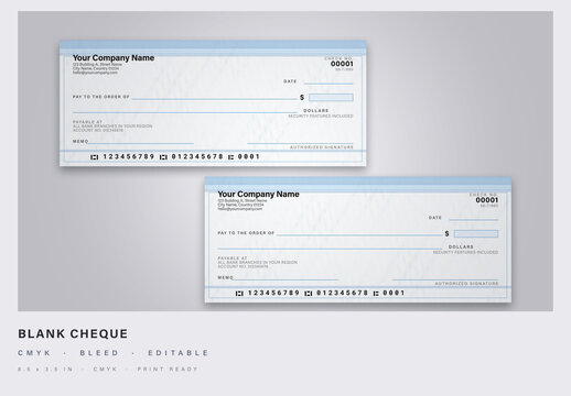 Blank Cheque Template - Printable Check with Guilloche Security Background