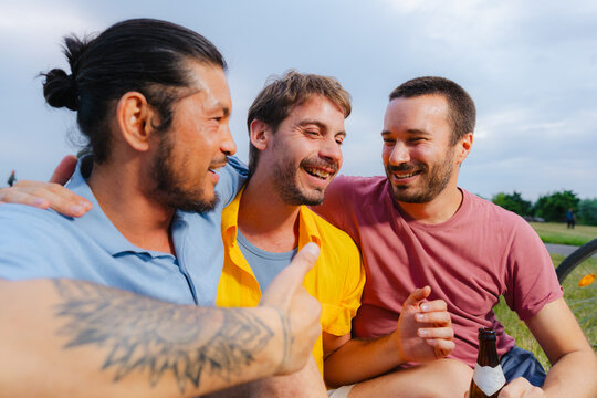 Friends Laughing Together Outdoors