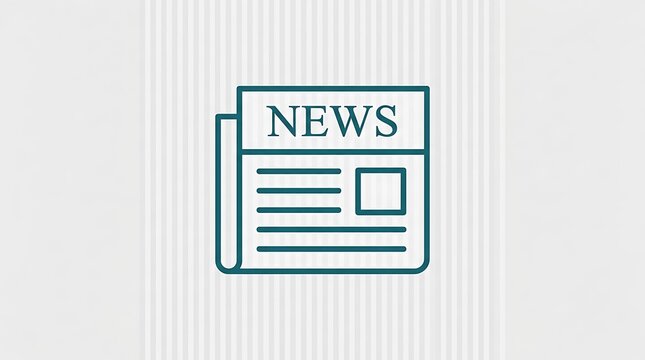 Minimalist line art icon representing a newspaper with the word news written at the top