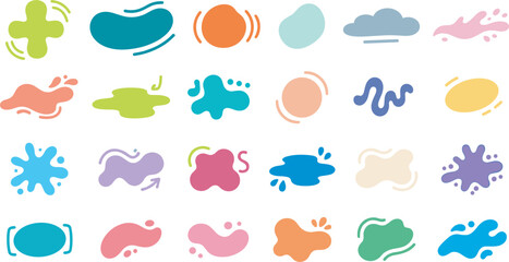 Fototapeta premium Abstract Organic Blob and Liquid Splash Shape Set with Colorful Hand Drawn Amoeba Elements for Modern Graphic Design and Social Media Backgrounds