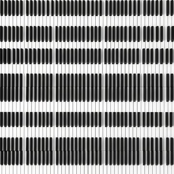 Striking Abstract Pattern of Numerous Piano Keyboards, Black and White Musical Design Element