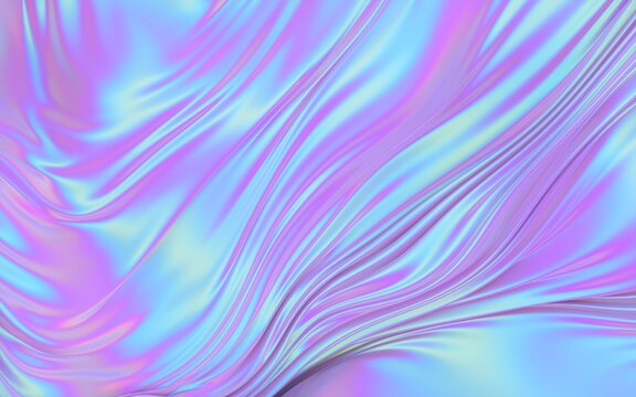 Iridescent pastel abstract fabric waves background