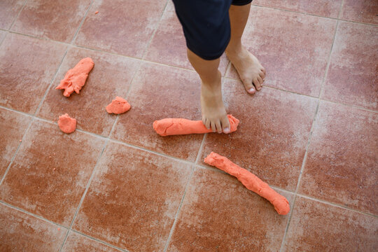 Foot exercises with play dough