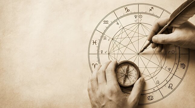 Mapping the Cosmos and the Self: An Intricate Astrological Chart or Natal Chart Being Created a Visual Representation of the Planets' Positions at a Person's Birth Used for Horoscopes and Personal