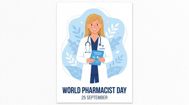 Pharmacist celebrating world pharmacist day with clipboard