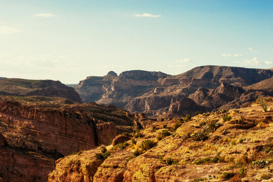 A scenic landscape of the American south west desert.