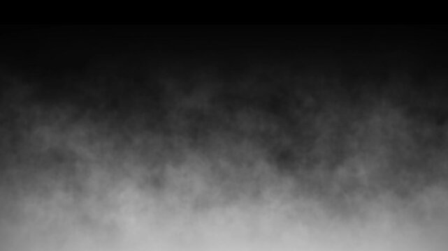 Dust smoke storm moving fast on black background, soil powder overlay drifting to right and upward, cinematic seamless loop 4k, dark aesthetic smoke movement, for motion graphics,
