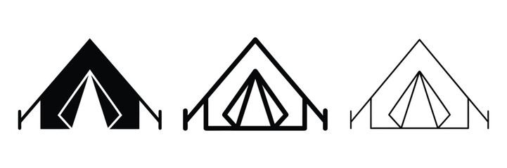 A frame camping tent icon silhouette vector outline and line art © MD
