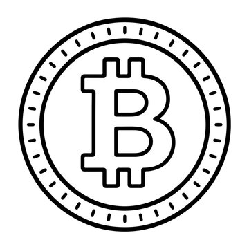Bitcoin Cryptocurrency Coin Icon with B Symbol and Dashed Edge, Crypto Asset