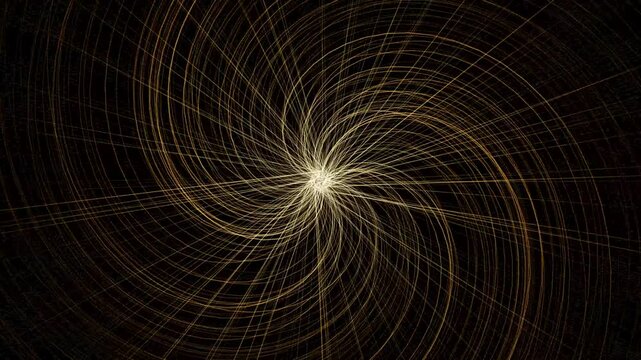 Golden light spiral abstract background energetic motion glowing lines radiating from center dark