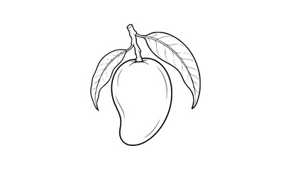 Mango Fruit Line Art Coloring Page Printable Vector Illustration © Roken