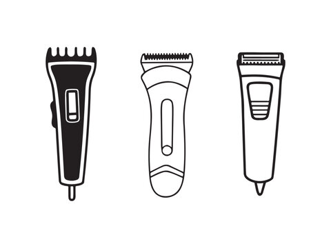 Hair clippers  set. electric grooming tools and barber equipment vector icons