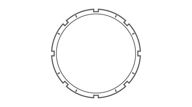 Abstract circular frame with notches graphic design element for technology interface decor
