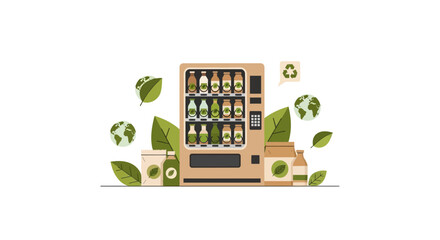 Obraz premium Eco-Friendly Vending Machine Illustration for Sustainable Living and Green Technology