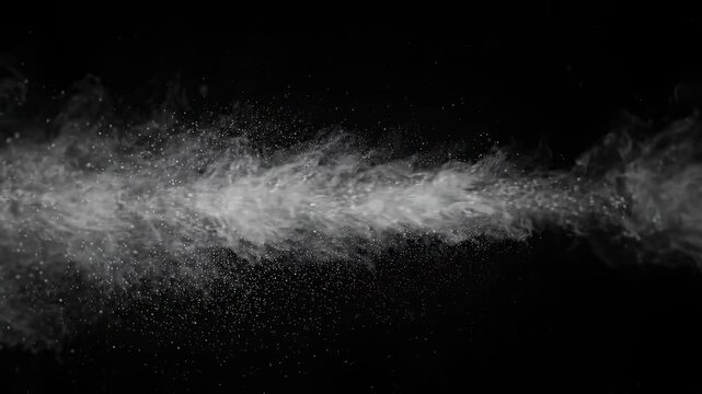 Minimalist dust powder in black and silver tones, a dreaminess dust motes overlay suited for video editing multimedia projects