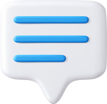 3d Blank white speech bubble pin