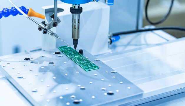 soldering iron tips of automated manufacturing soldering and assembly pcb board