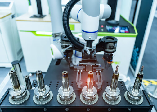 automatic gripping and smart robot working on smart factory,industry 4.0 and technology.