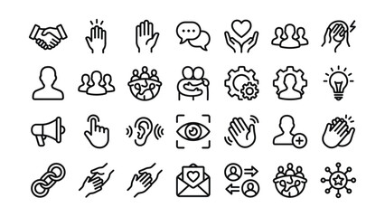 Fototapeta premium Collection of various hand gesture and communication icon illustrations isolated on transparent background