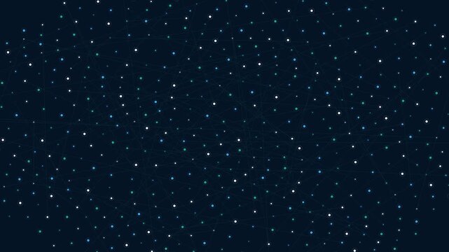 Abstract starry night background, deep blue cosmic bokeh particle animation