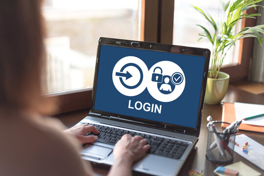 Login concept on a laptop screen
