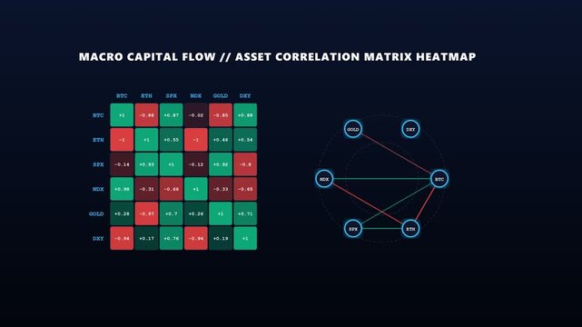 Macro capital flow asset correlation matrix heatmap visualization