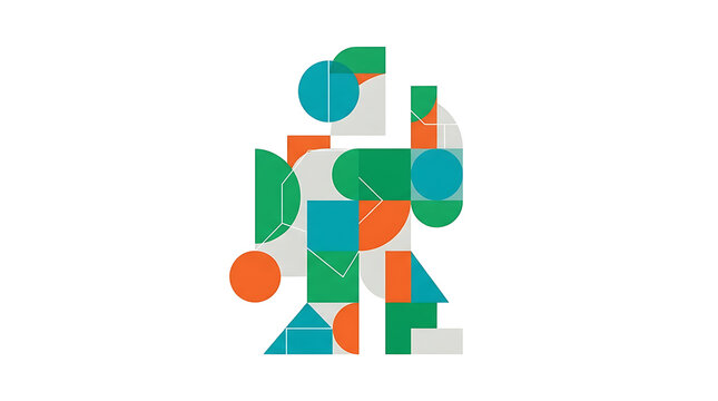 Abstract Geometric Shape Illustration Featuring Modern Colorful