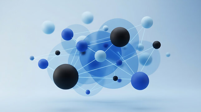 Abstract Network Visualization Showing Connected Data Nodes for