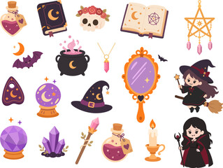 Fototapeta premium Halloween and Witchcraft Magic Elements Collection