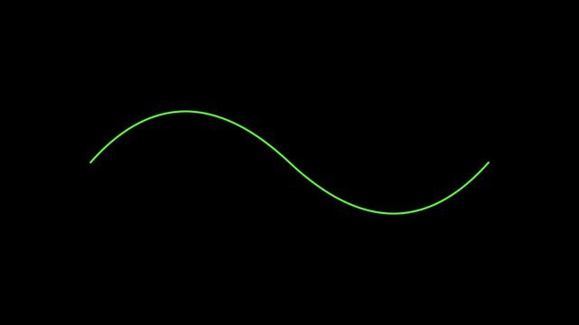 Green sine wave animation loop on 4k black background, for technology and, science data visualization