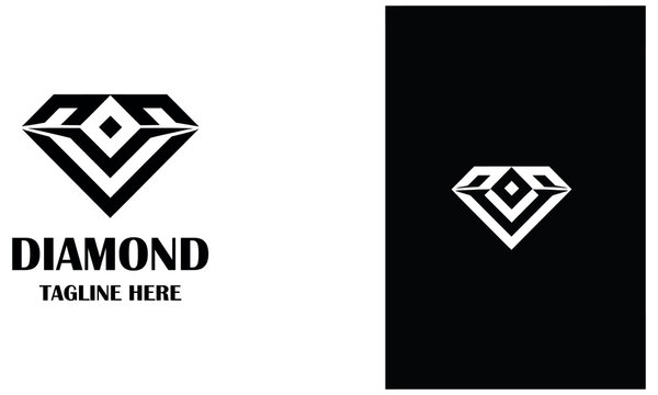 Modern geometric diamond logo template for luxury jewelry and fashion branding.