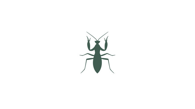 Minimalist praying mantis insect logo icon.