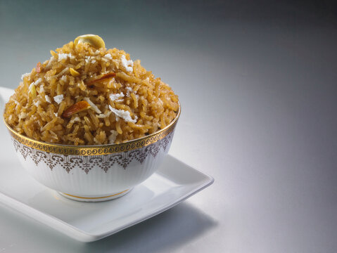 coconut jaggery rice in bowl