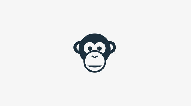 Minimalist monkey head mascot logo icon.