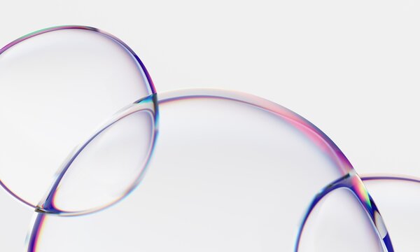 Abstract design, wavy iridescent bubbles, 3d render