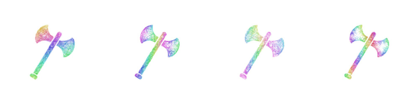 Rainbow sketch double axe icon design set