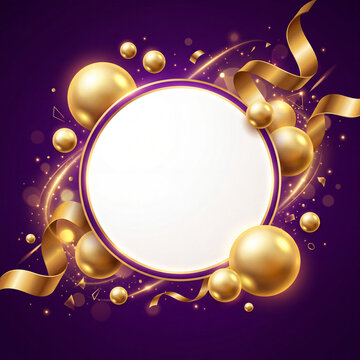 Decoration with gold circles and ribbons for a celebration