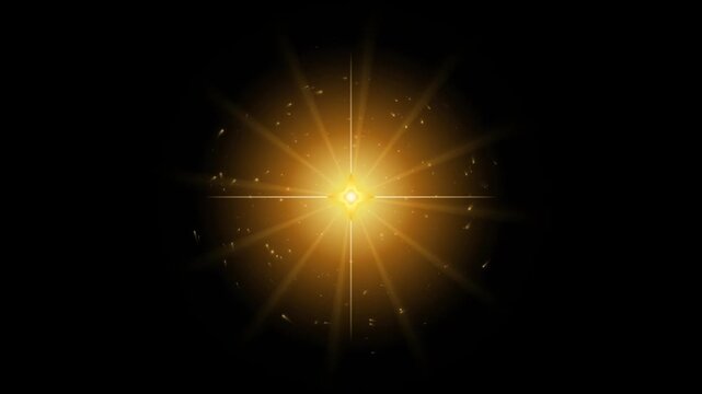 Golden sunburst light effect radiates across a black background