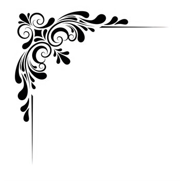 Elegant black floral corner ornament design
