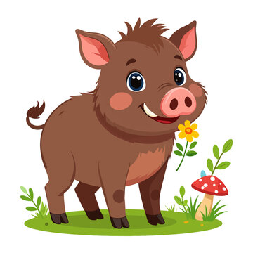 Wesoły dzik ilustracja