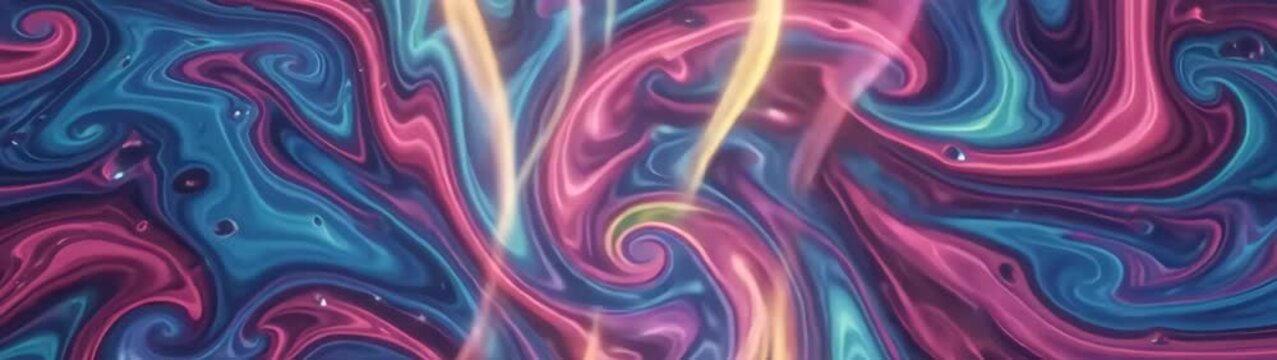 Fluid motion background swirling blue and pink liquid paint texture psychedelic marble effect for creative design and digital art projects.