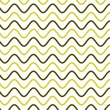 Seamless pattern featuring repeating wavy lines in dark brown and olive green on a cream background